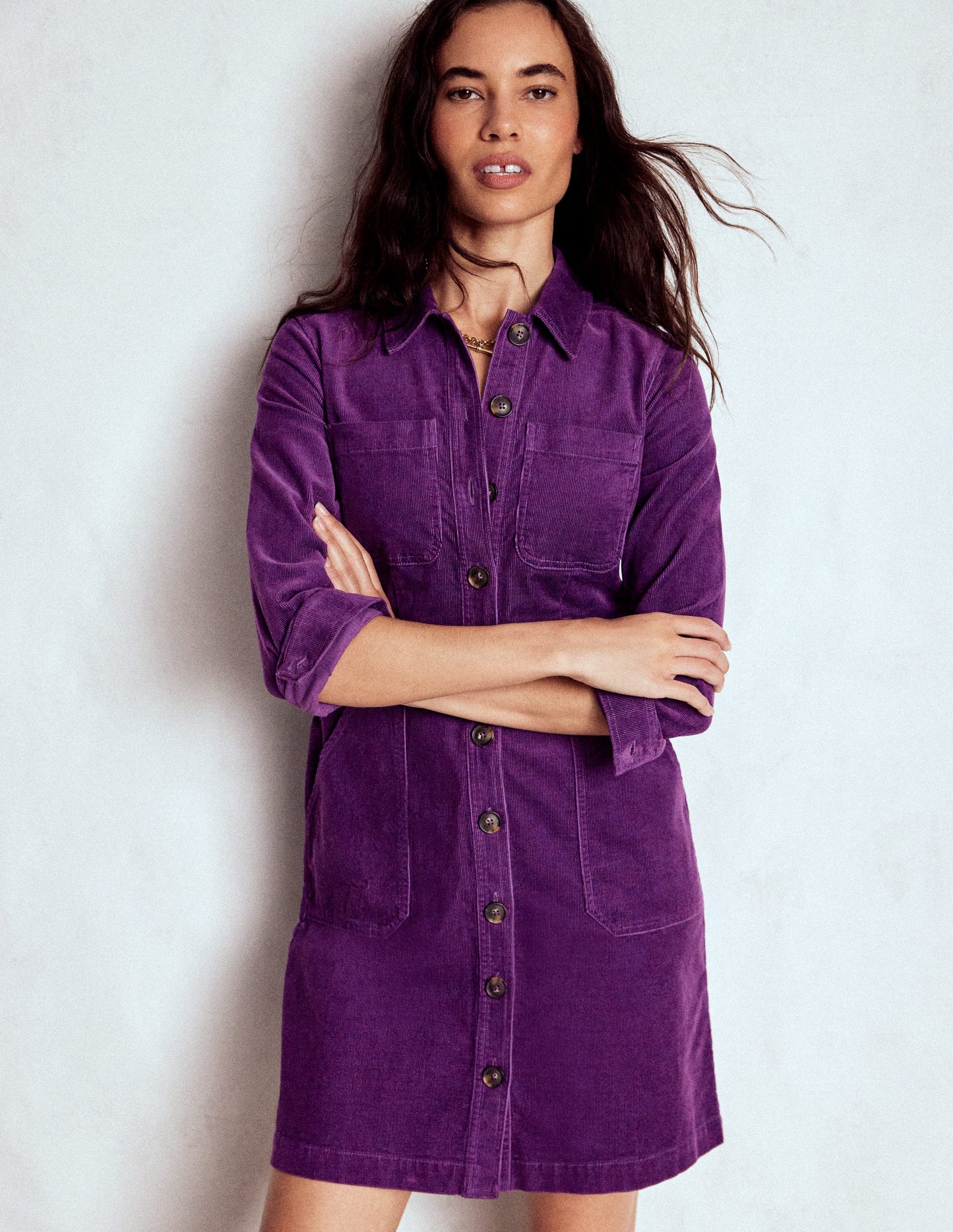 Amanda Kurzes Cordkleid-Viola Violett