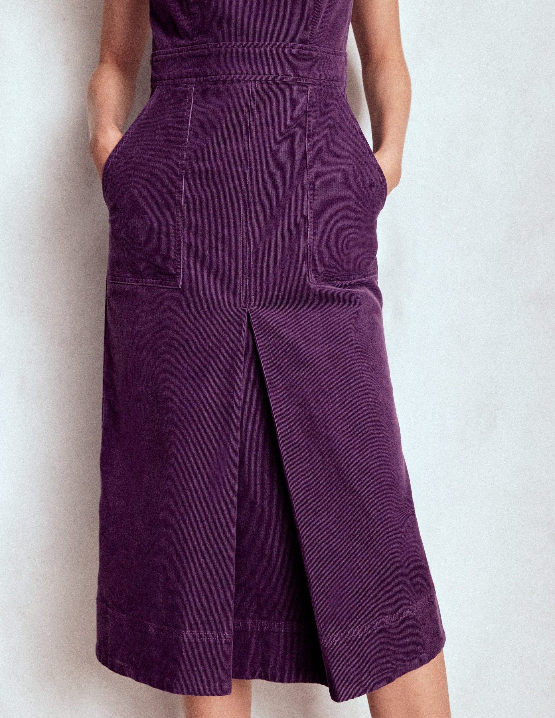 Robe midi Ula à pli creux en velours côtelé-Violet viola-2