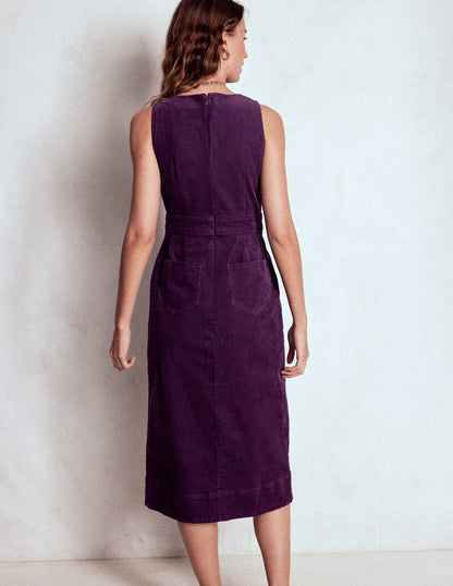 Robe midi Ula à pli creux en velours côtelé-Violet viola-3