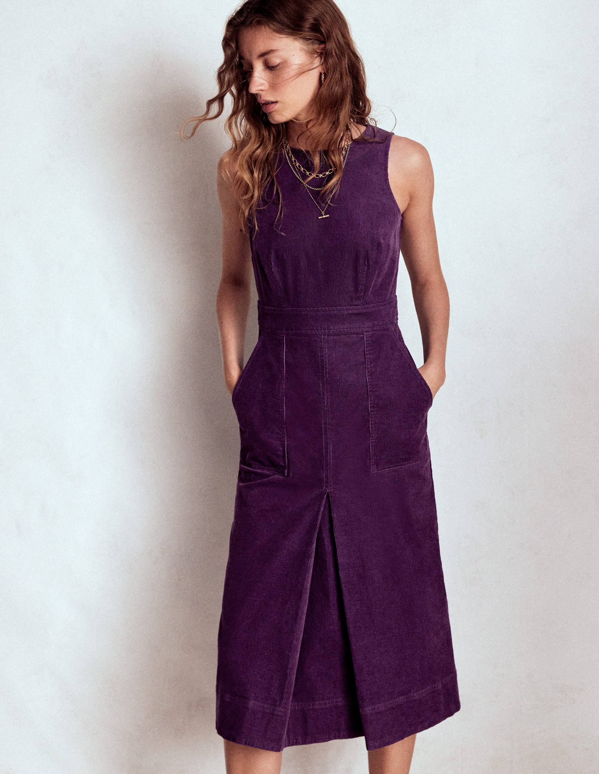 Ula Cord-Midikleid mit Kellerfalte-Viola Violett - Image 5