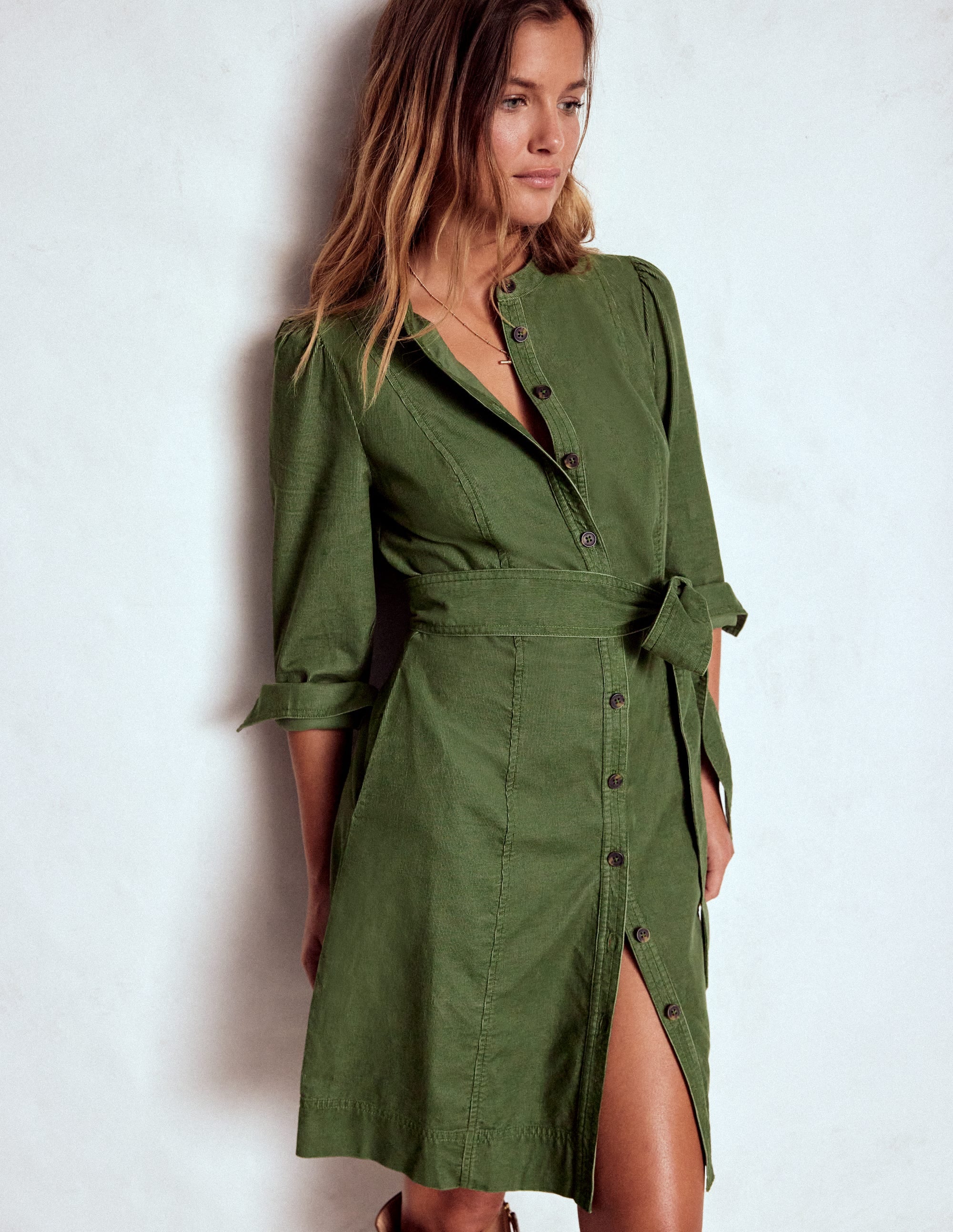 Bre Cord Short Dress-Fern - Image 1