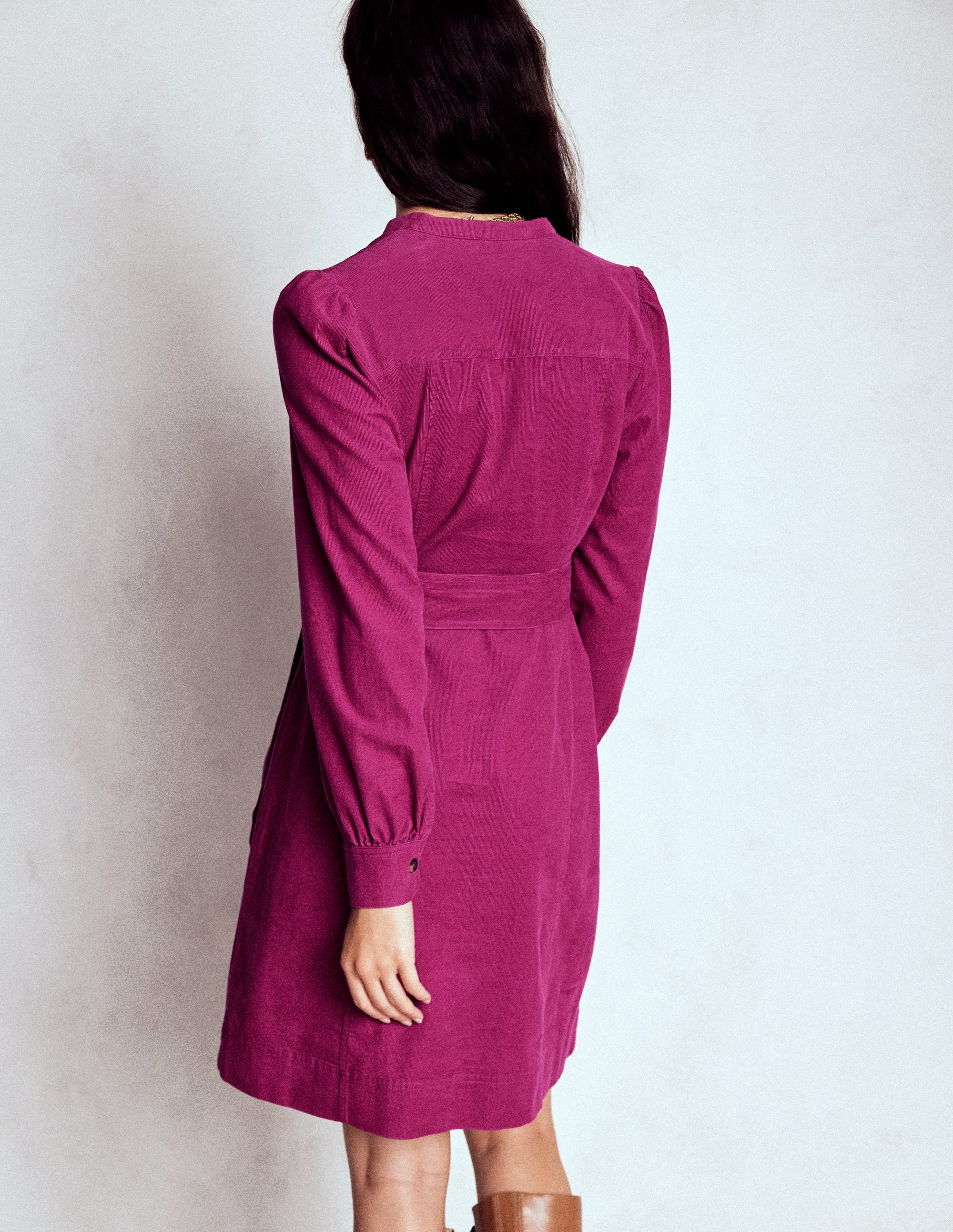 Robe courte Bre en velours côtelé-Magenta profond - Image 3