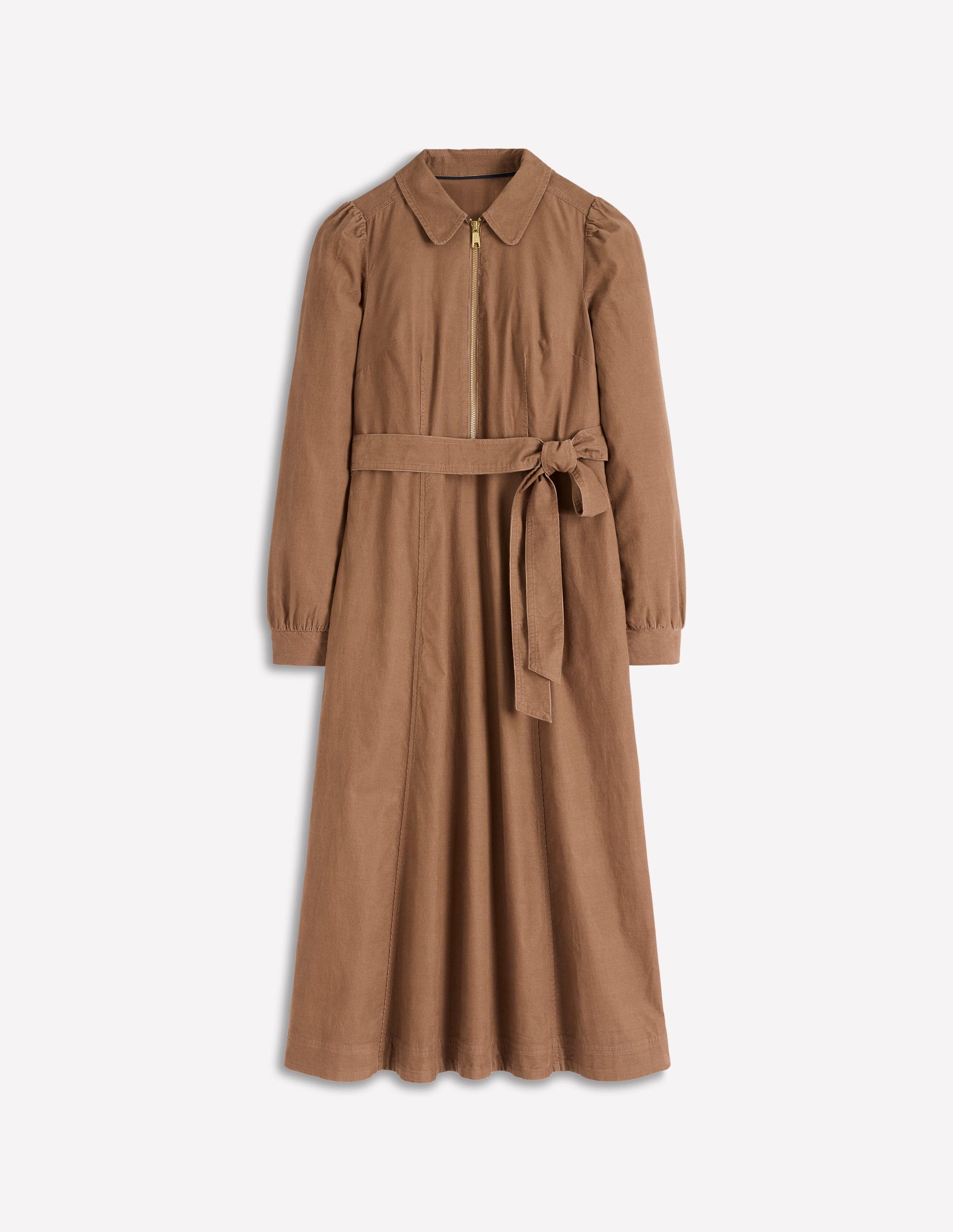 Adelaide Cord-Midikleid mit Reißverschluss-Milchkaffee-5