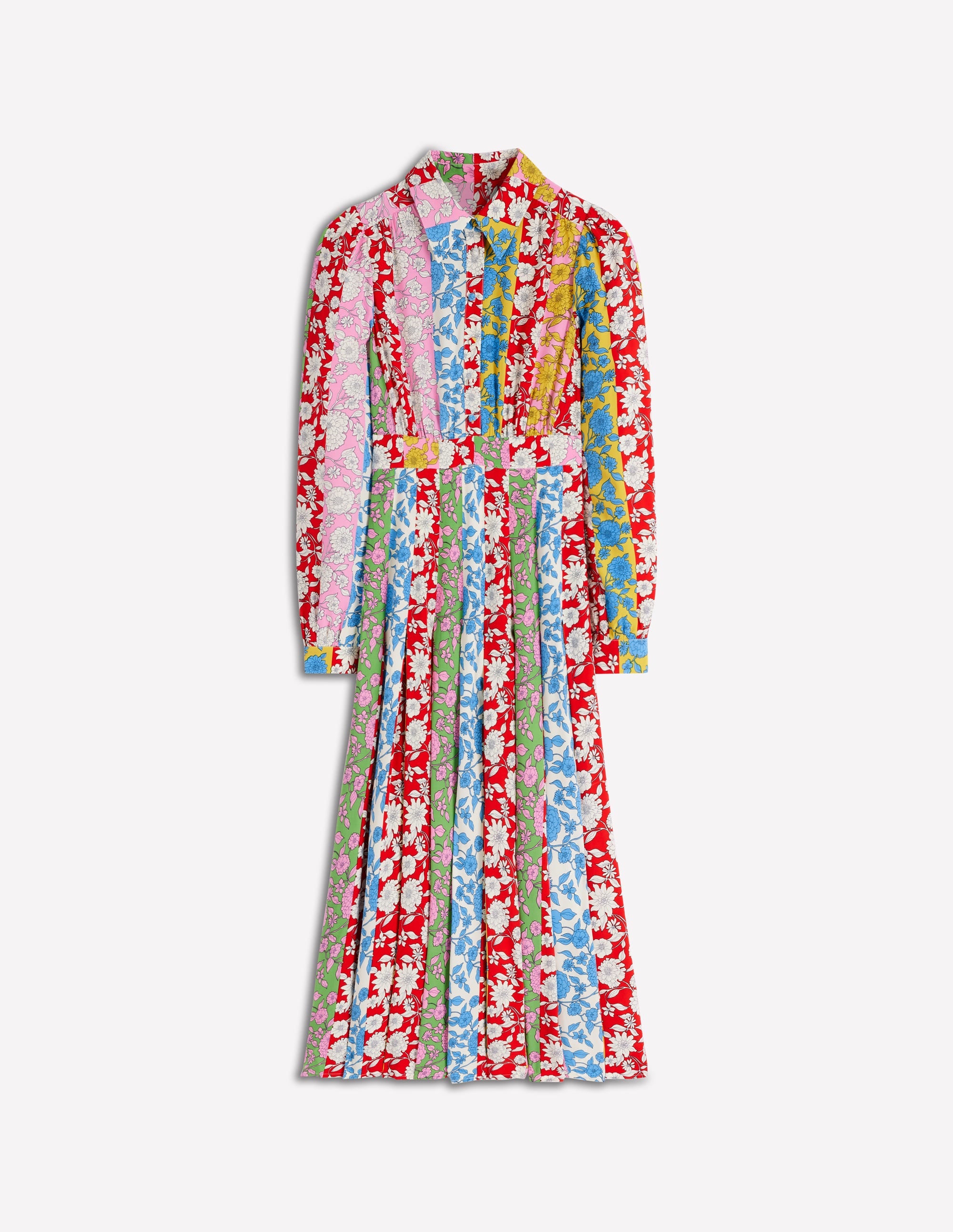 Hemdblusenkleid mit Faltenrock-Bunt, Kaskadenartige Dahlien Streifen - Image 6