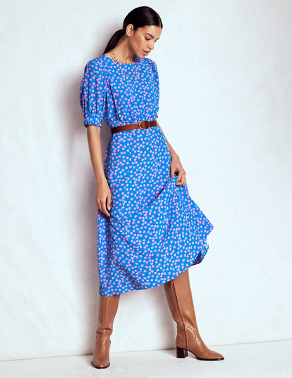 Blanca Midi Tea Dress-Kingfisher Blue, Heart Cascade-6