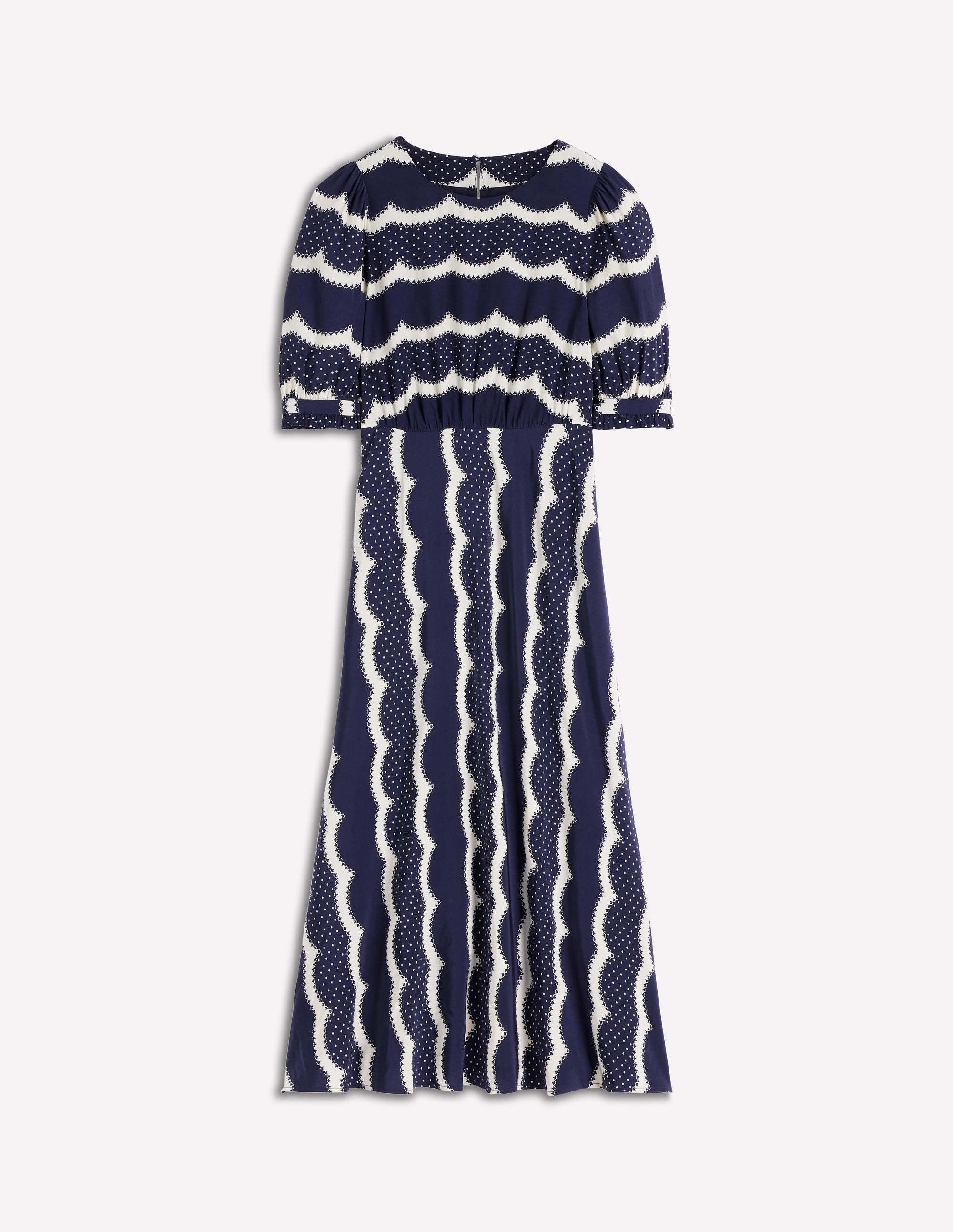 Blanca Midi-Teekleid-Französisches Marineblau, Zarter Muschelsaum - Image 8