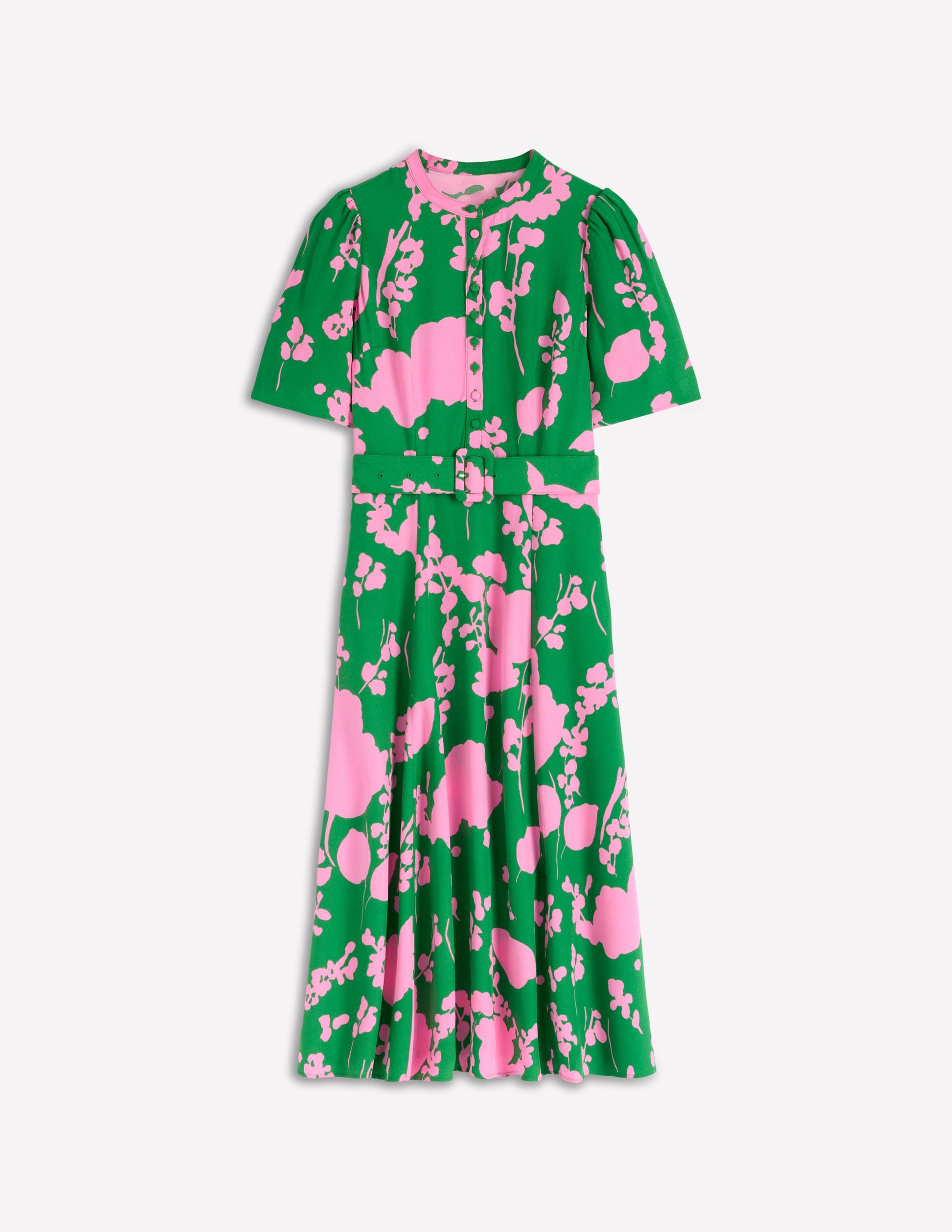 Kate Kleid mit Puffärmeln und Gürtel-Hochlandgrün, Zarte Zweige-6