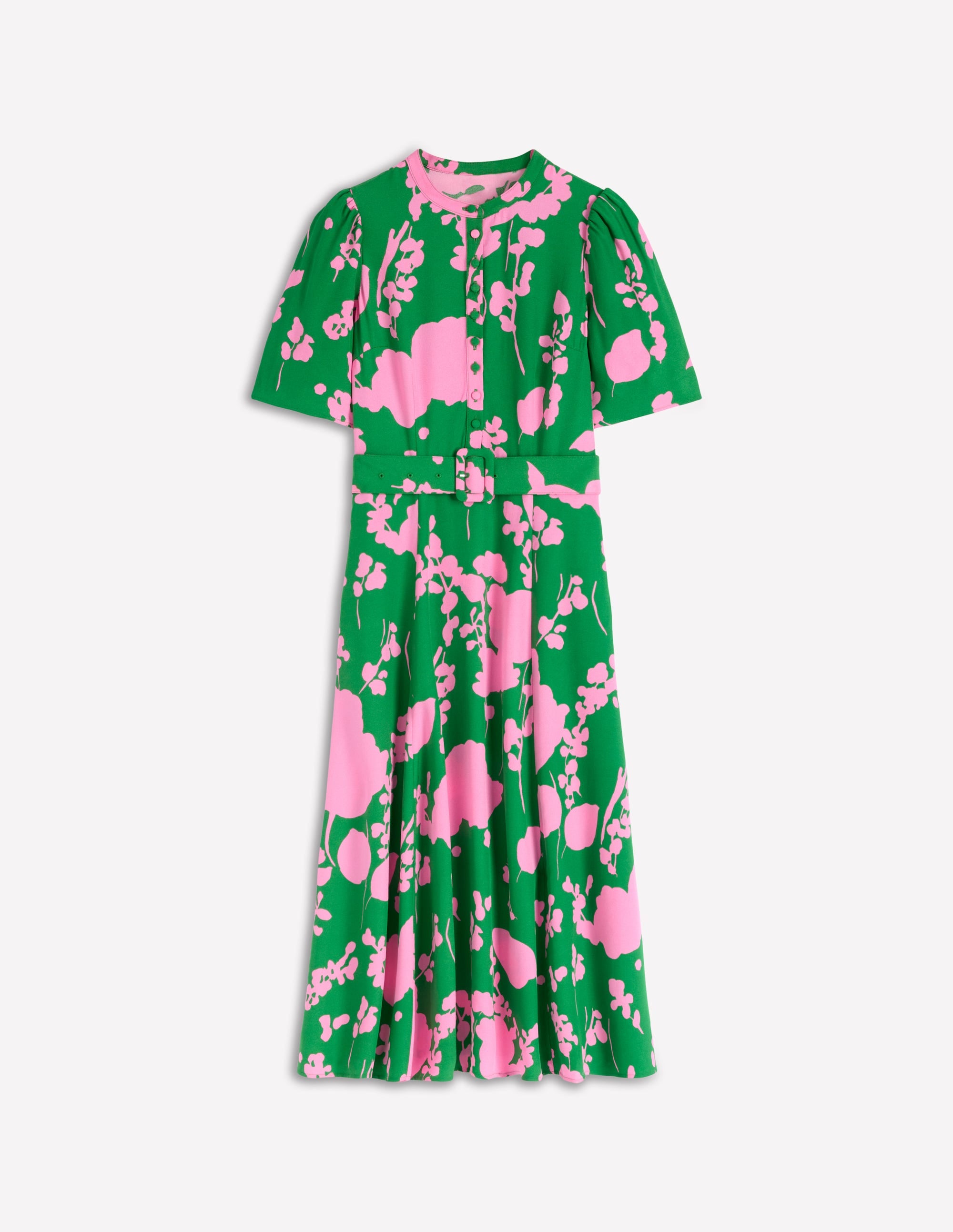 Kate Kleid mit Puffärmeln und Gürtel-Hochlandgrün, Zarte Zweige - Image 6