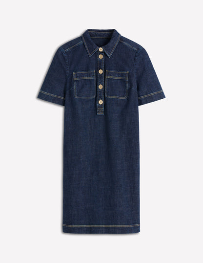 Robe droite Zia en jean avec poche-Indigo Foncé-6
