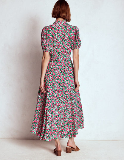 Alegra Midi Shirt Dress-Pink Ribbon, Floweret Vine-3