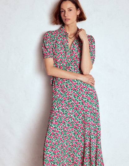 Alegra Midi Shirt Dress-Pink Ribbon, Floweret Vine-4