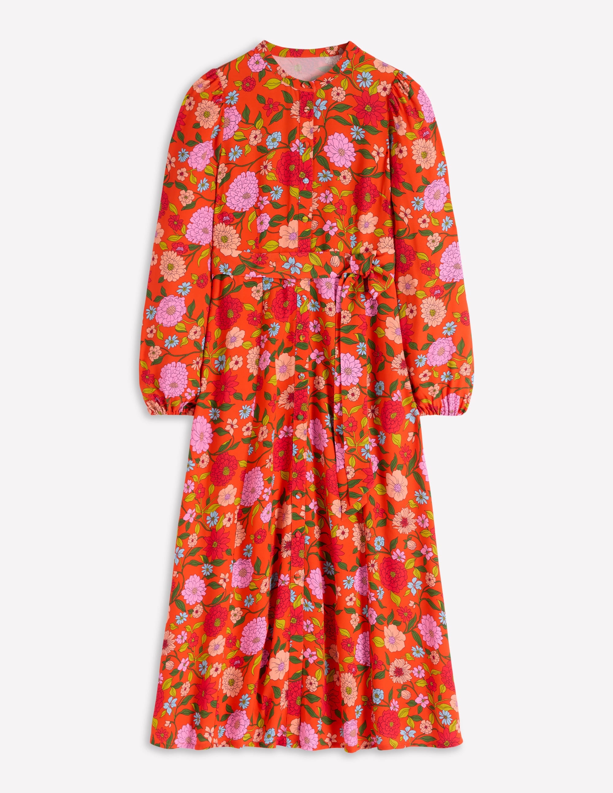Mae Maxi-Hemdblusenkleid für besondere Anlässe-Knallrot, Kaskadenartige Dahlien - Image 7