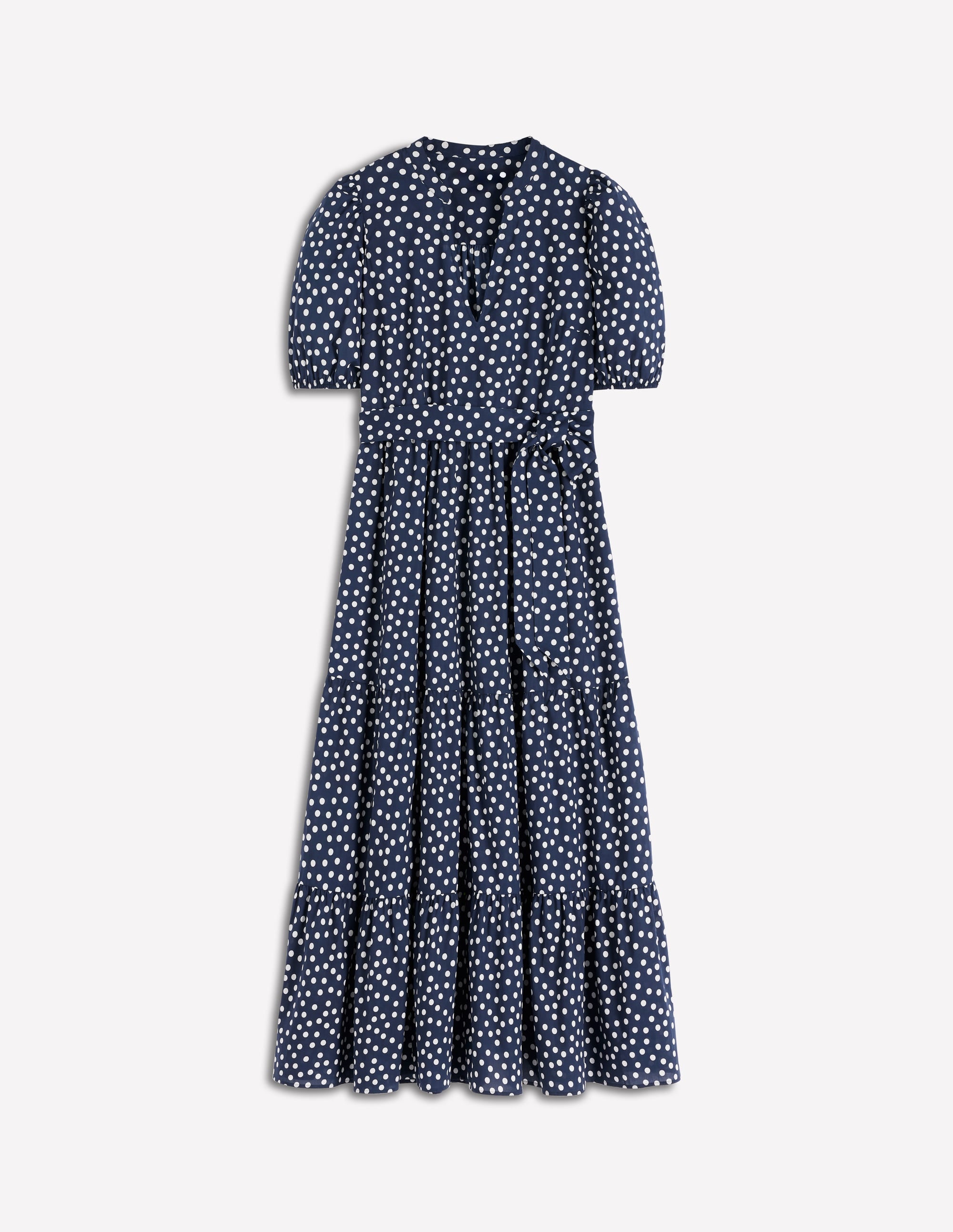 Christabel Baumwoll-Midikleid-Französisches Marineblau, Gemalte Tupfen - Image 6