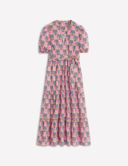 Christabel Cotton Midi Dress-Pink, Wildflower Bouquet-8