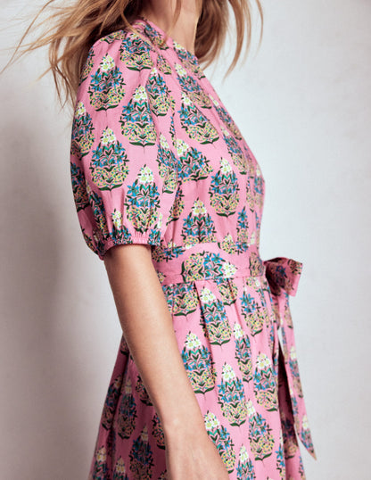Christabel Cotton Midi Dress-Pink, Wildflower Bouquet-3