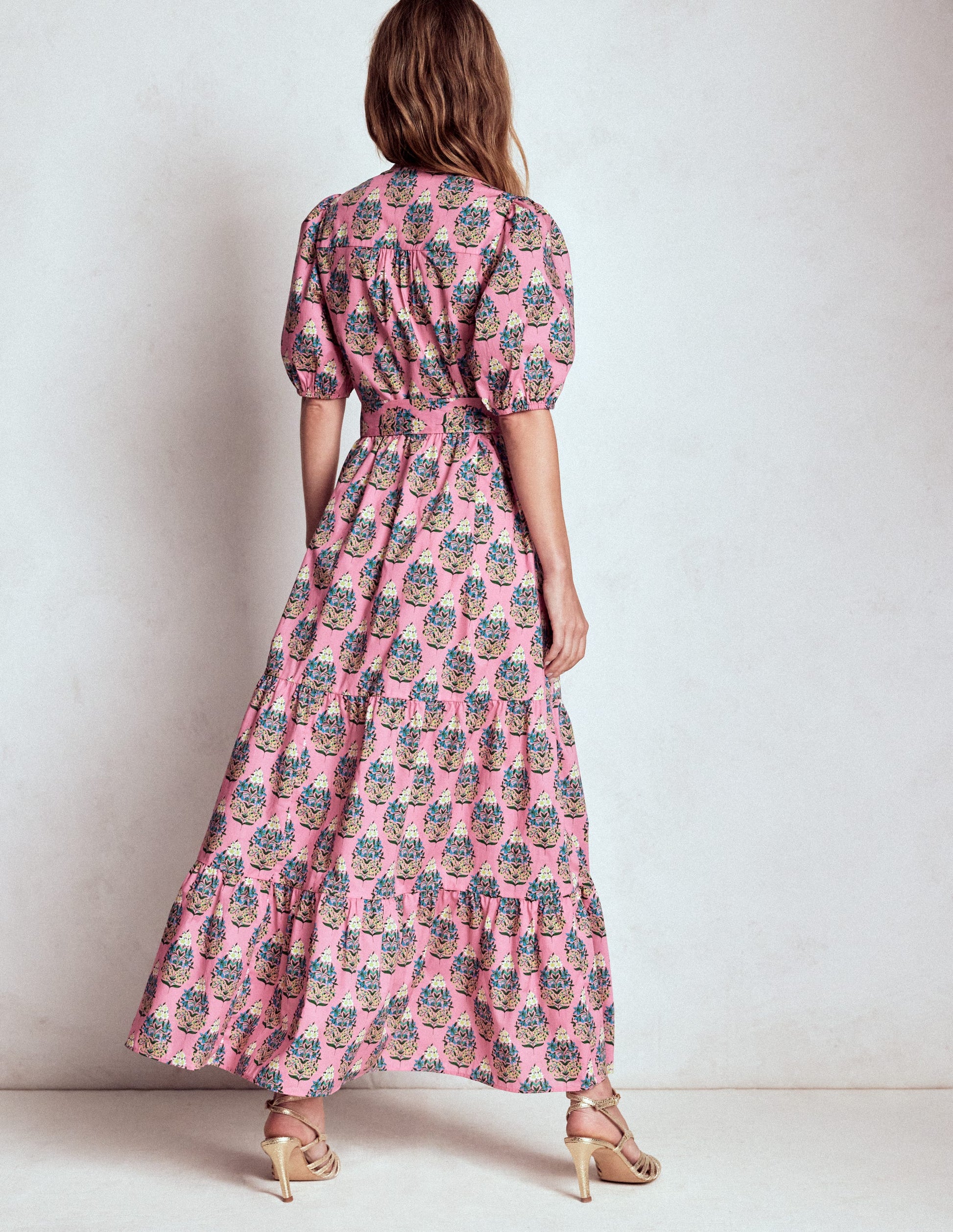 Christabel Cotton Midi Dress-Pink, Wildflower Bouquet-4