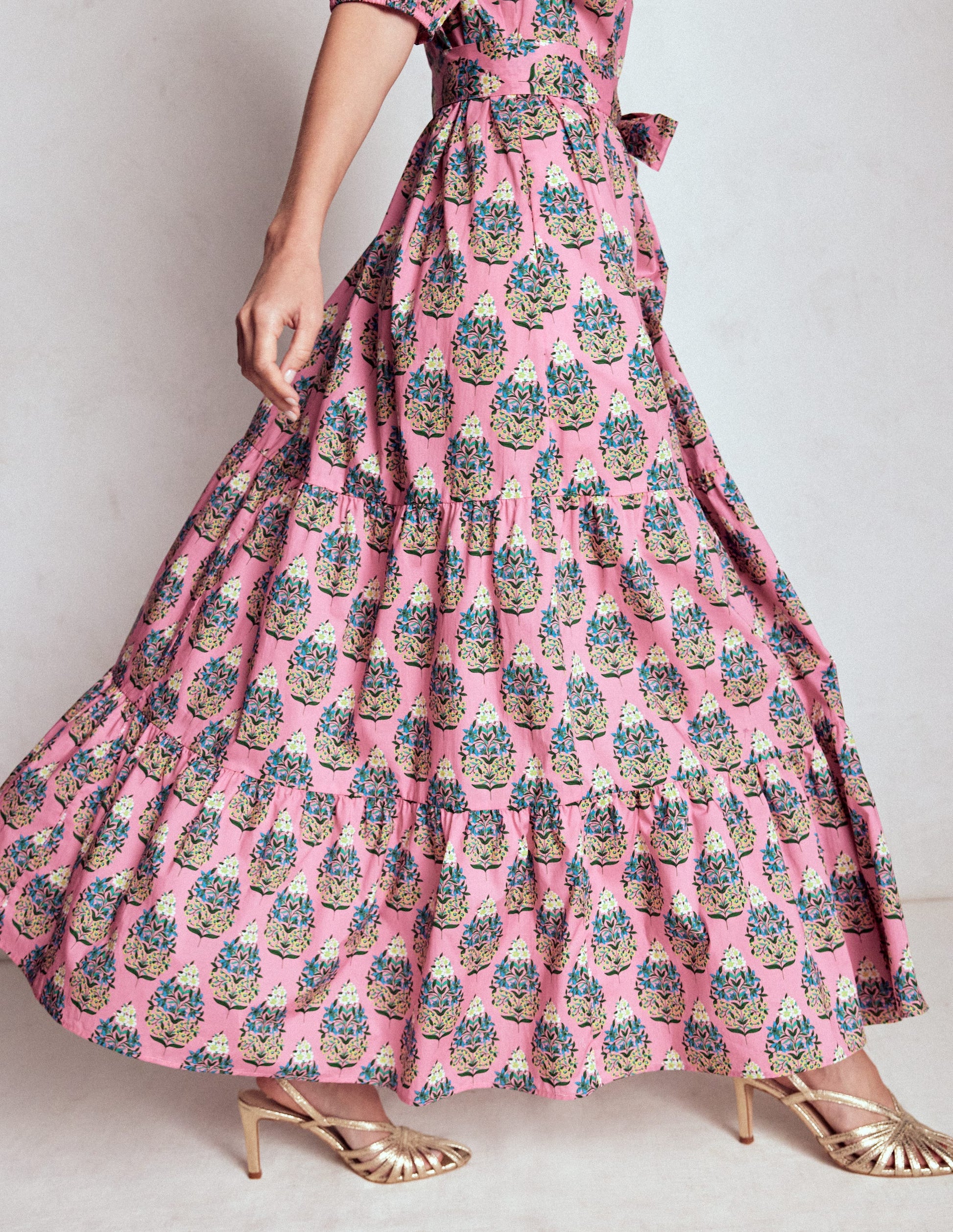 Christabel Cotton Midi Dress-Pink, Wildflower Bouquet-6