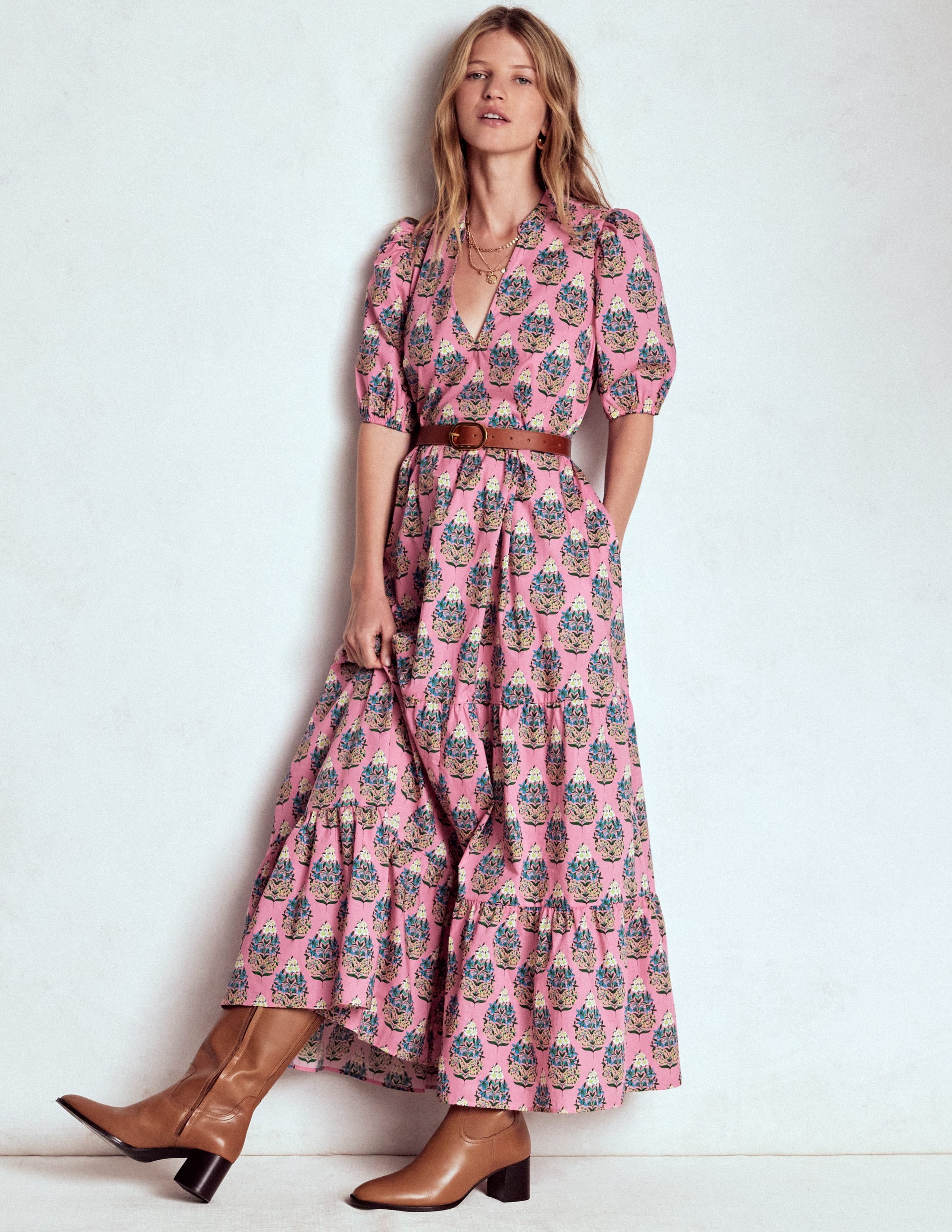 Christabel Baumwoll-Midikleid-Rosa, Wildblumenstrauß - Image 6