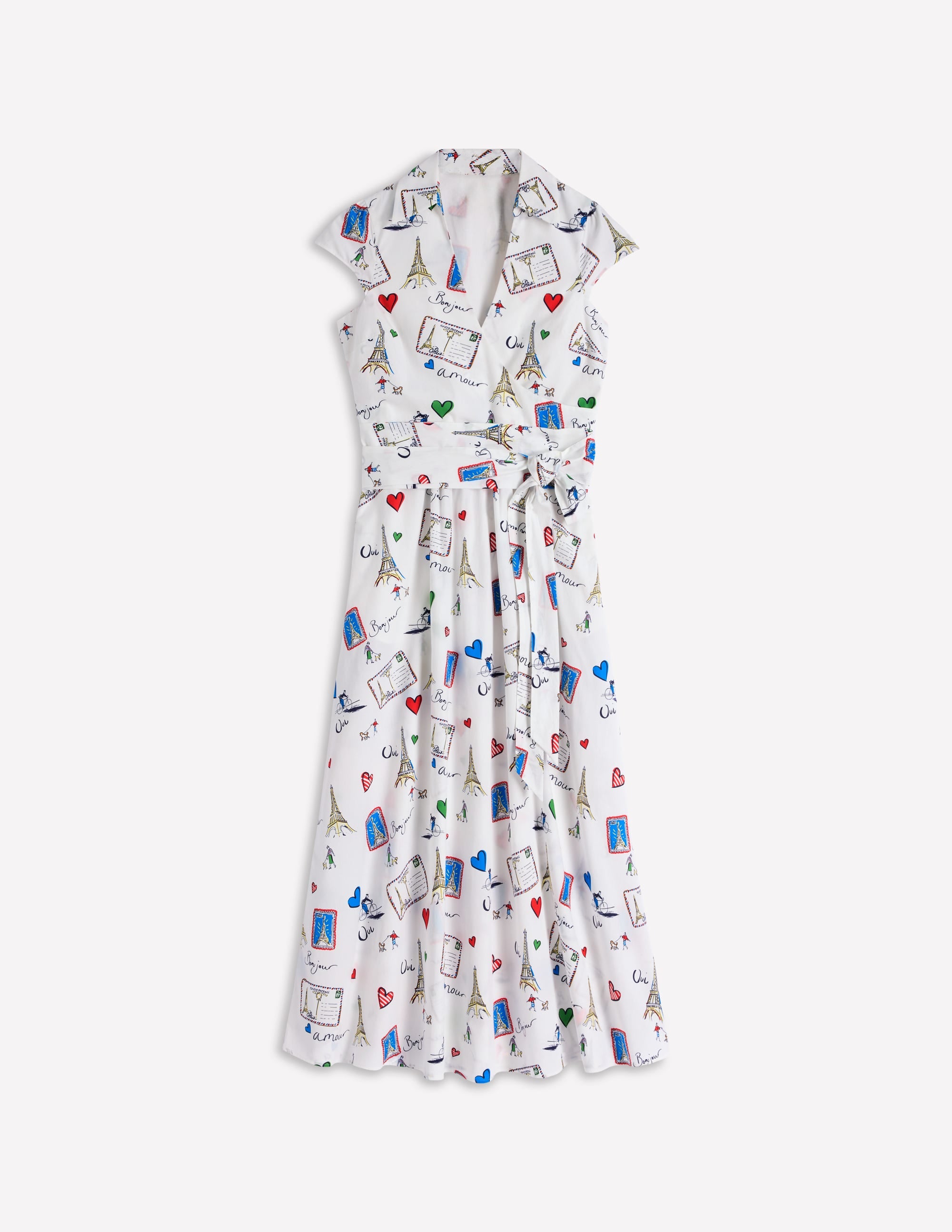 Julia Midi-Wickelkleid aus Baumwolle-Naturweiß, Postkarte aus Paris - Image 8