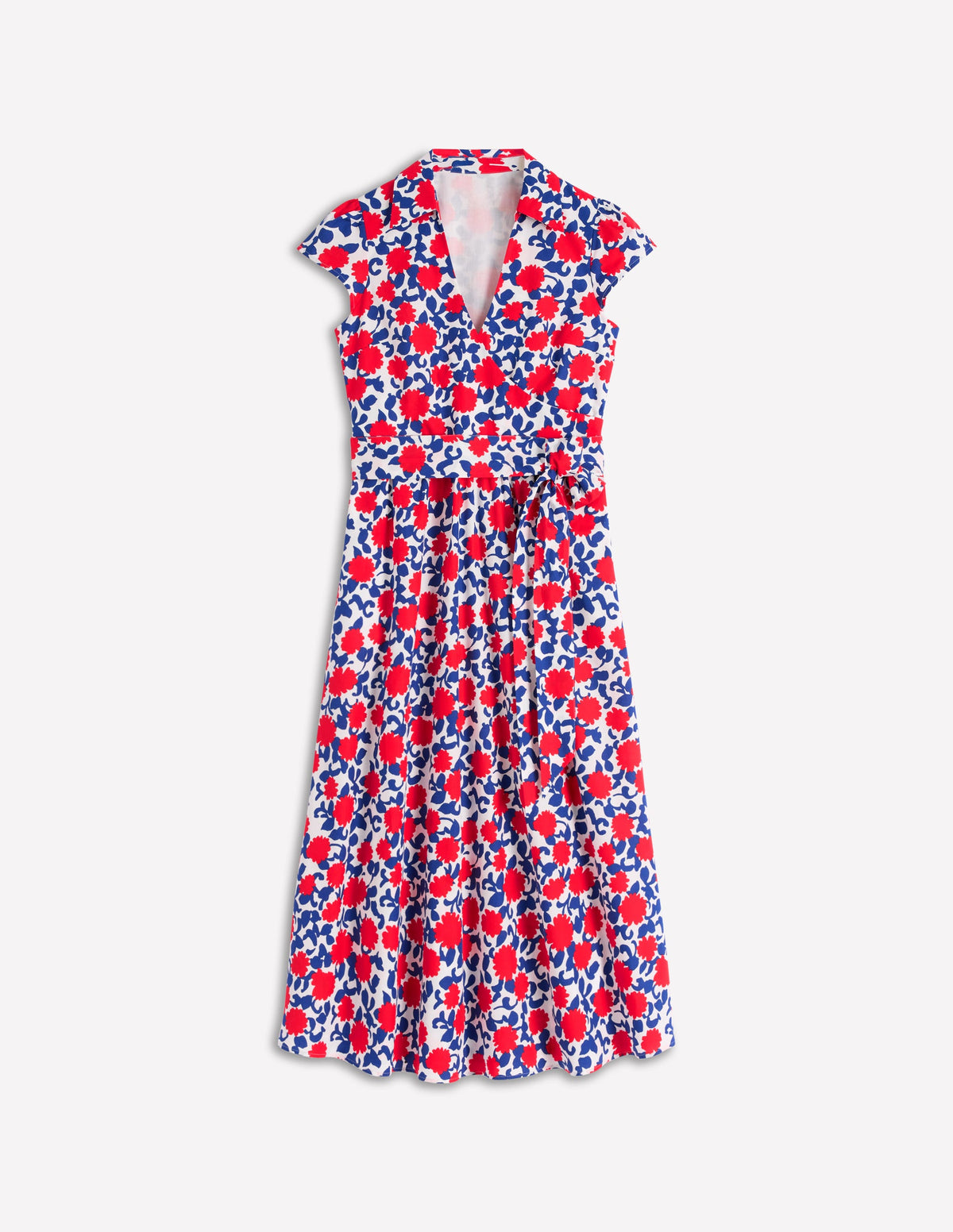 Julia Midi-Wickelkleid aus Baumwolle-Mohnblumenrot, Blütenrebe - Image 8