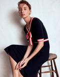 Kleid mit Schleife und Streifen-Marineblau