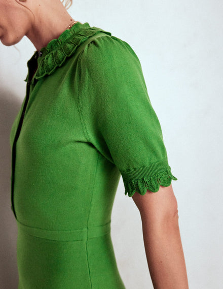 Melina Strickkleid mit Rüschen-Paradiesgrün
