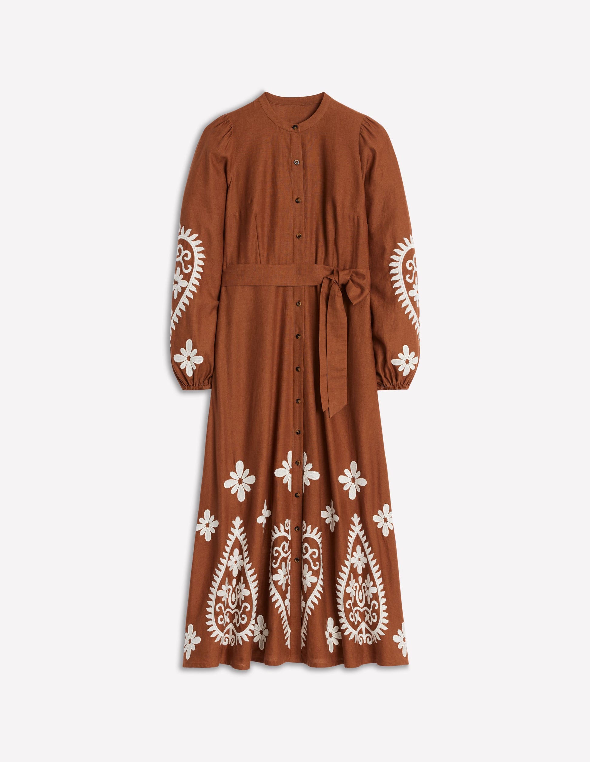 Mae Hemdblusenkleid aus Leinenmischgewebe-Rotbraun-7