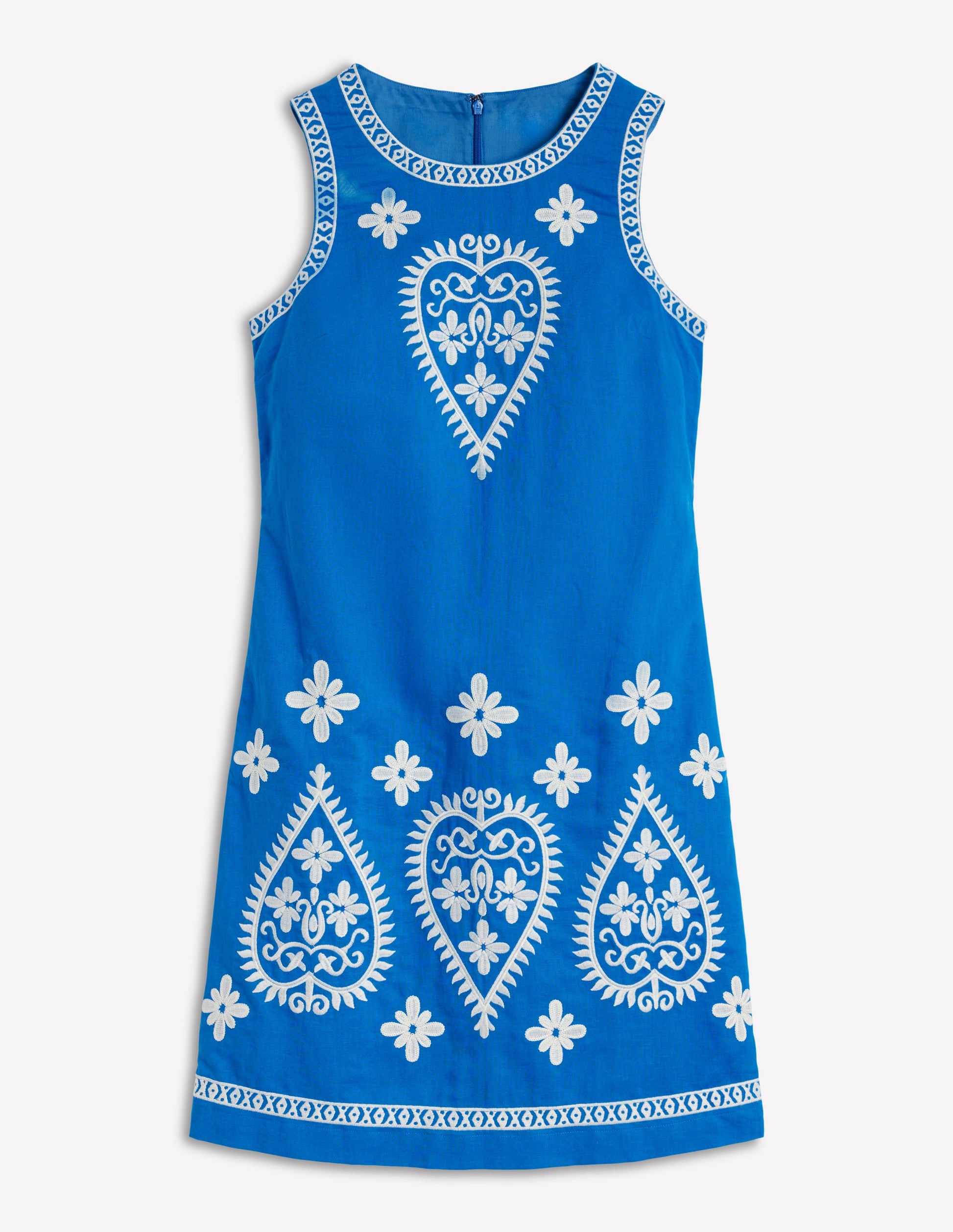 Etuikleid aus Leinenmischgewebe-Blau-7
