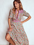 Beatrice Baumwoll-Maxikleid-Bunt, Blumenbeet