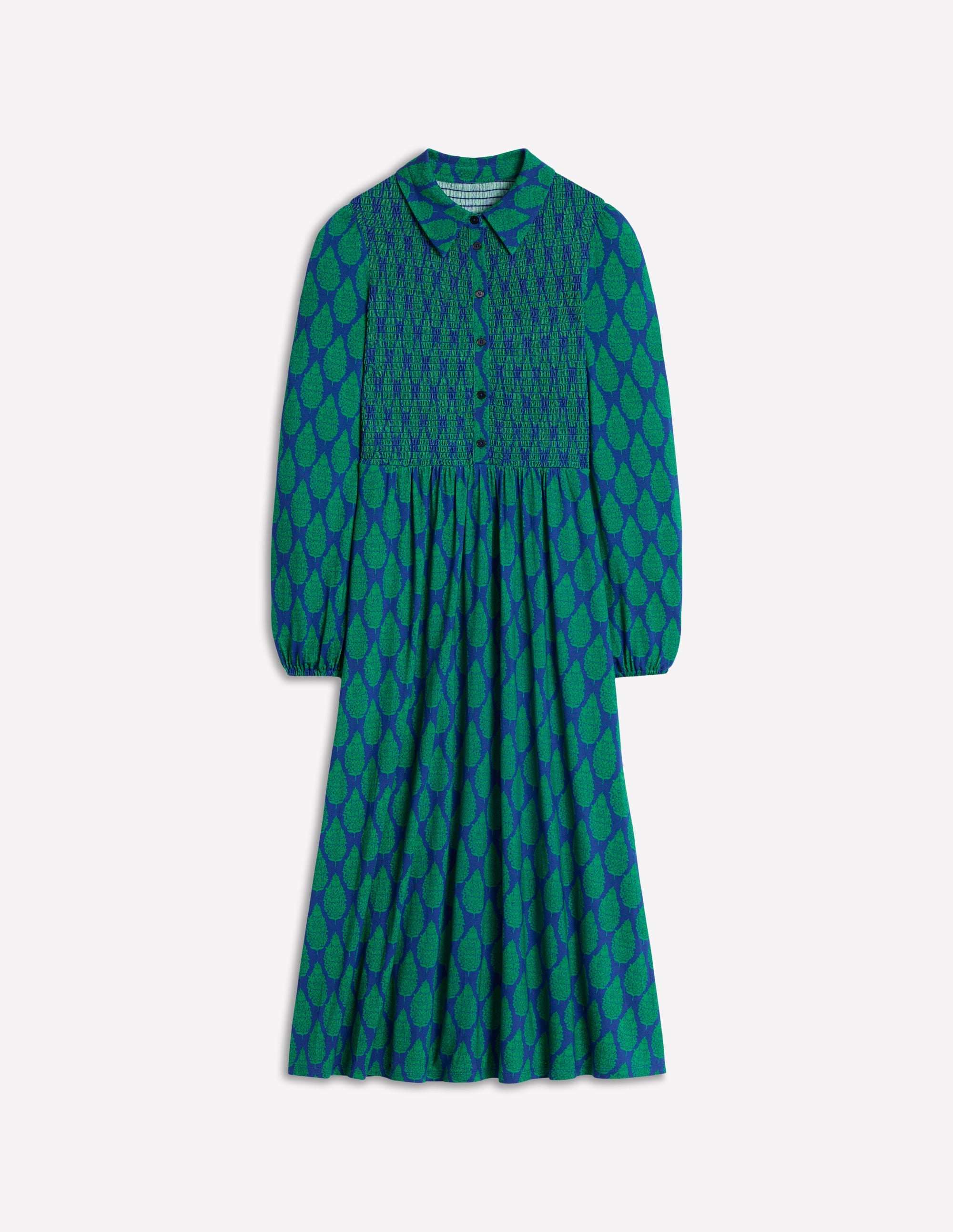 Robe à smocks en jersey-Bleu, bouquet de fleurs sauvages - Image 7