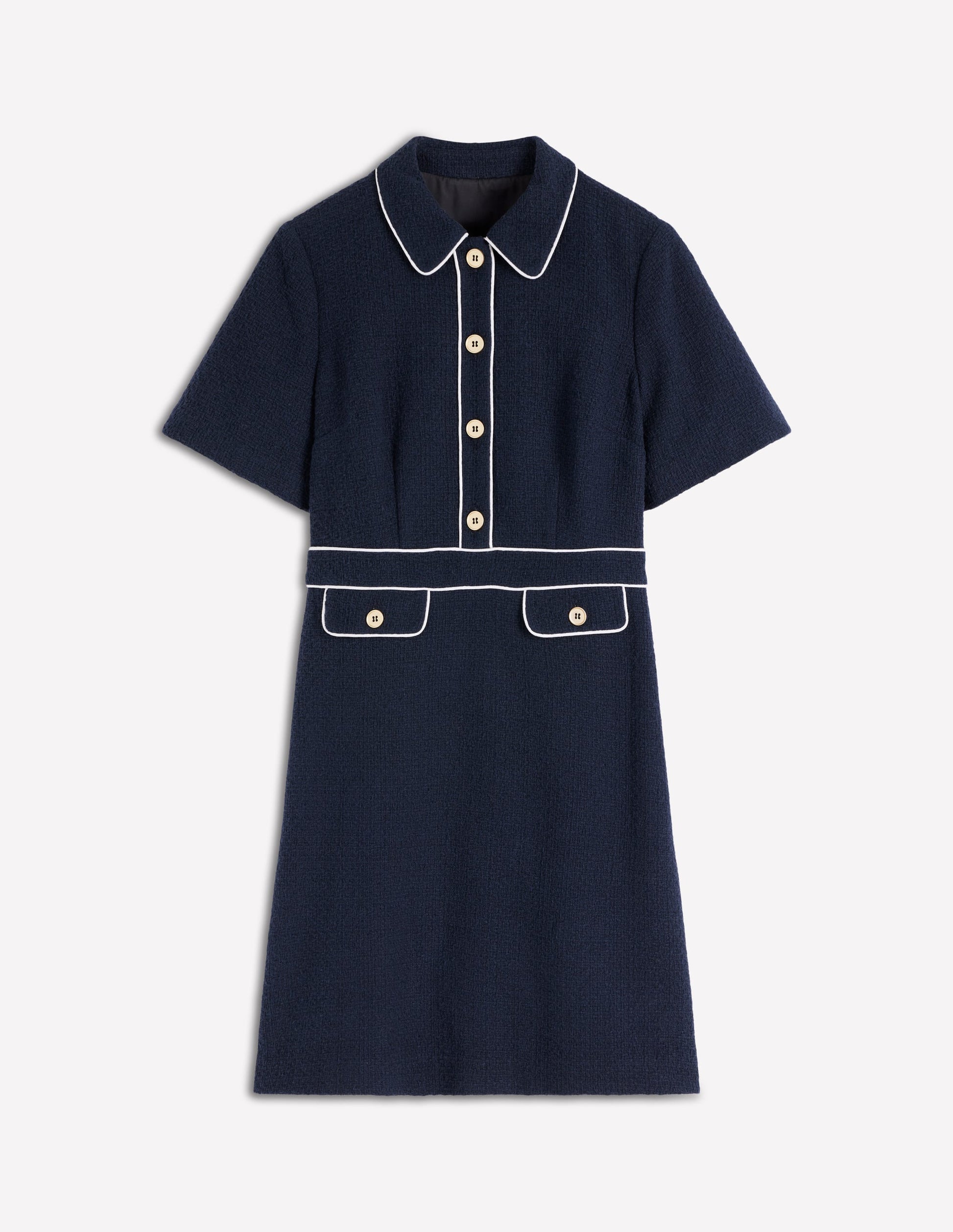Robe droite Eda en coton-Bleu marine-6
