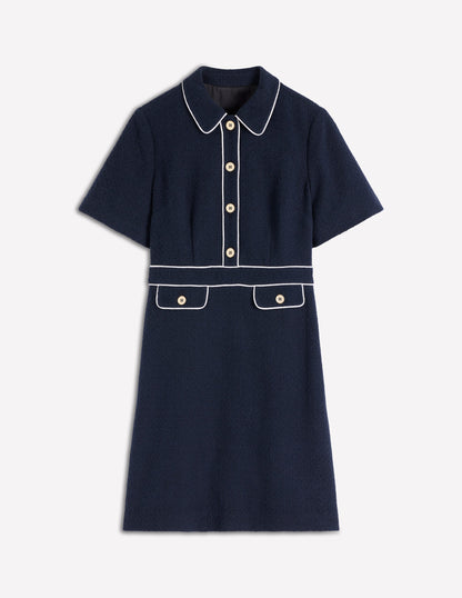 Robe droite Eda en coton-Bleu marine-6