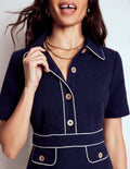 Robe droite Eda en coton-Bleu marine