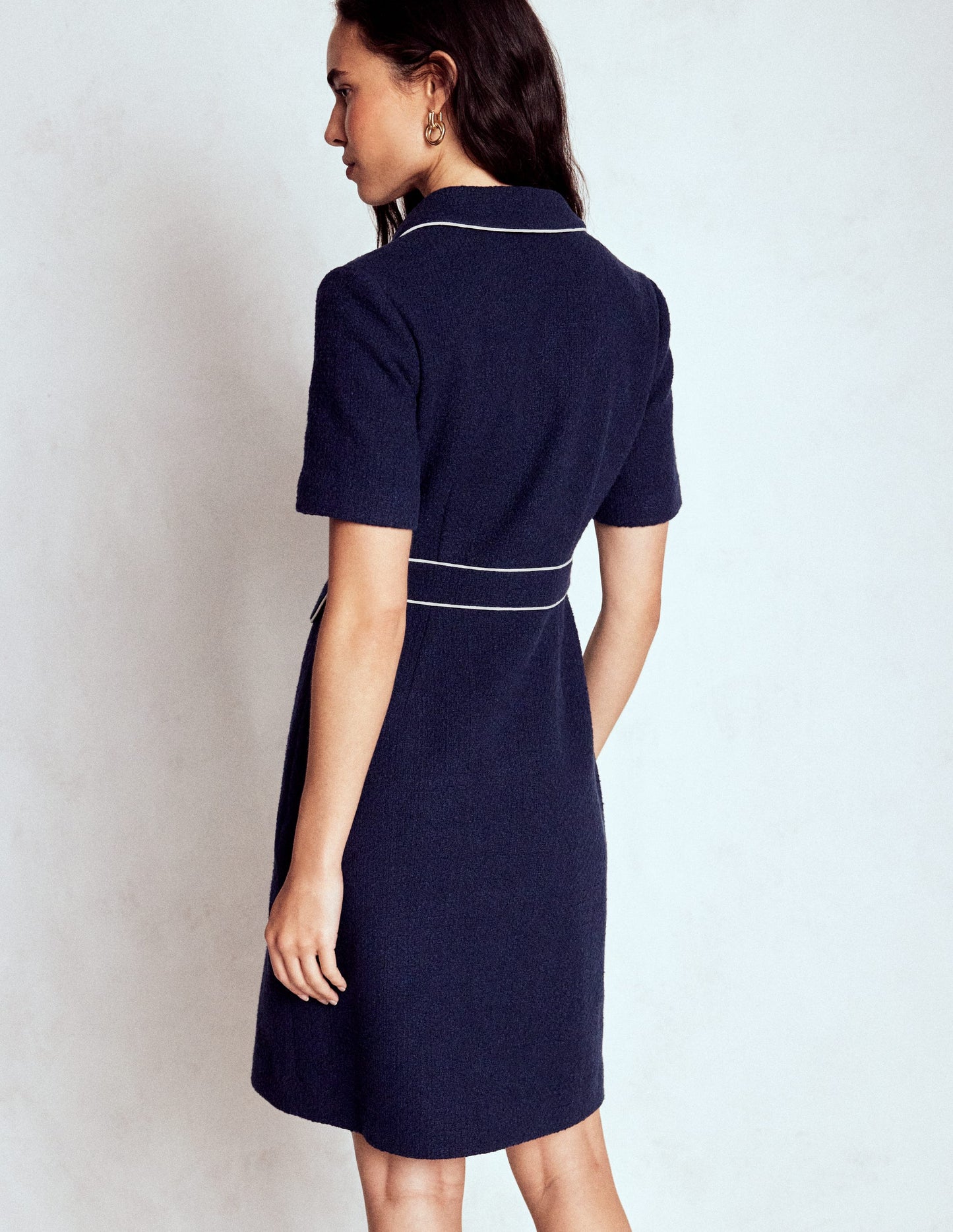 Robe droite Eda en coton-Bleu marine