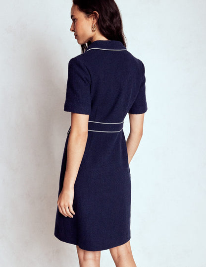 Robe droite Eda en coton-Bleu marine-4