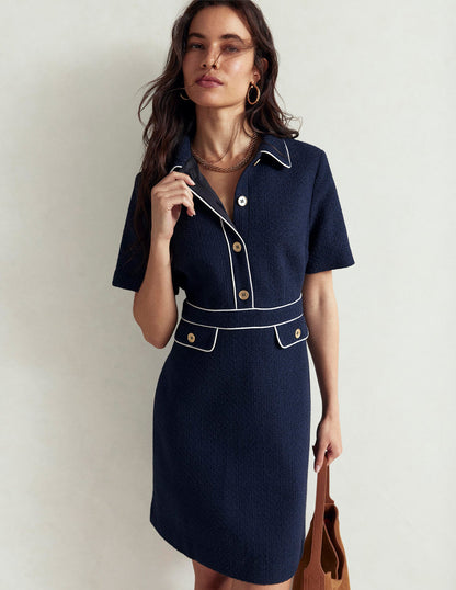Robe droite Eda en coton-Bleu marine-1