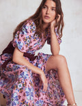 Gestuftes Popeline-Maxikleid-Kirschblütenrosa, Blütenmosaik