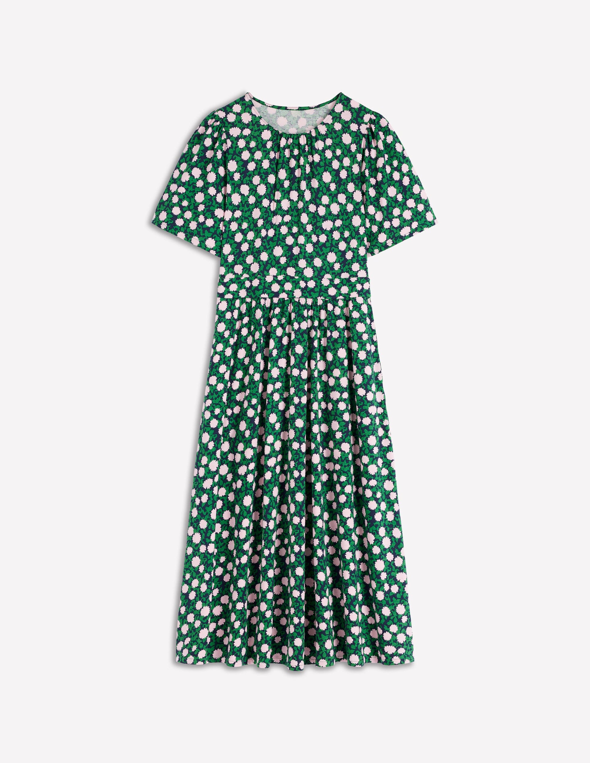 Louisa Jersey-Midikleid-Sattes Smaragdgrün, Blütenrebe-6