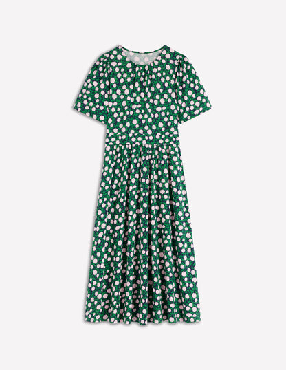 Louisa Jersey-Midikleid-Sattes Smaragdgrün, Blütenrebe-6