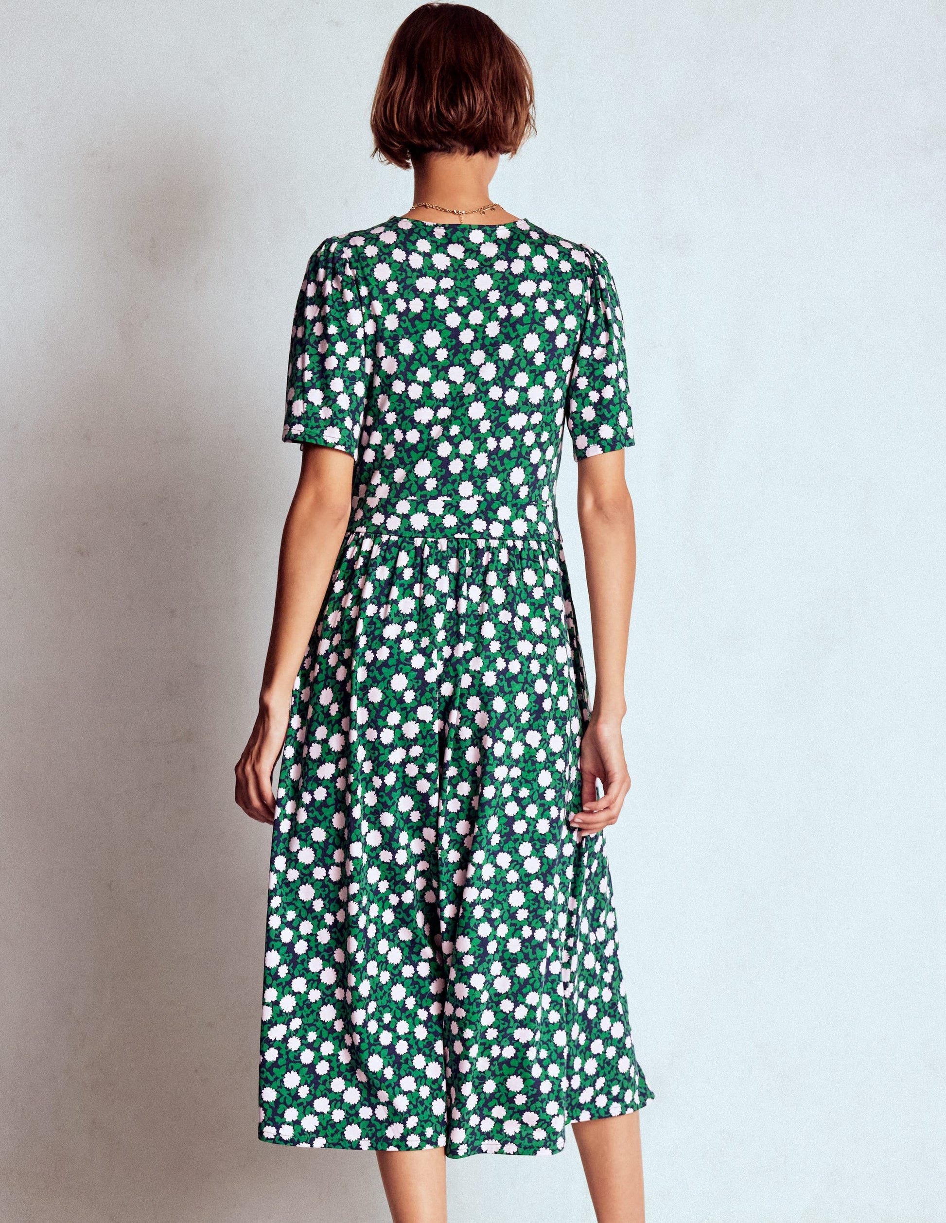 Louisa Jersey-Midikleid-Sattes Smaragdgrün, Blütenrebe-4