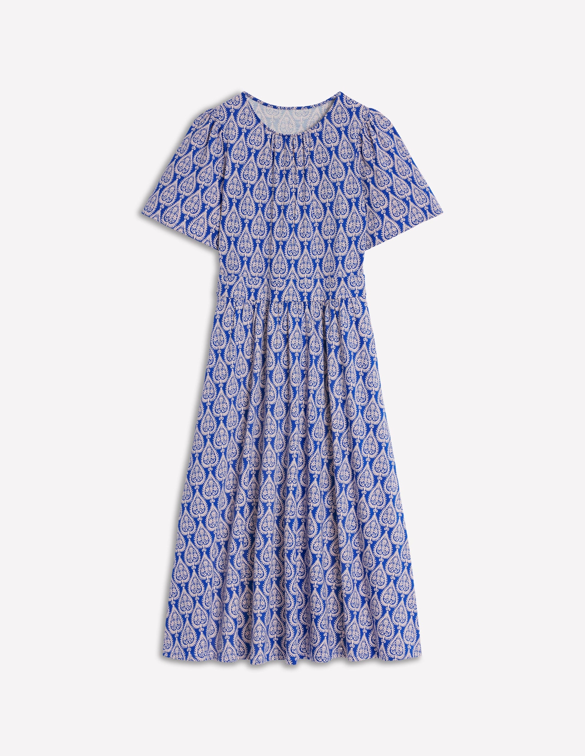 Louisa Jersey-Midikleid-Leuchtendes Blau, Geometrische Ornamente-5