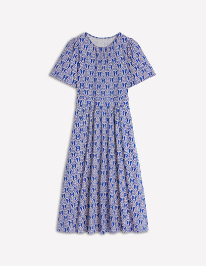 Louisa Jersey-Midikleid-Leuchtendes Blau, Geometrische Ornamente-5