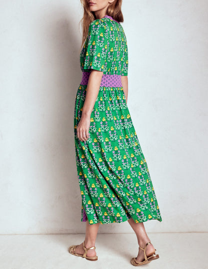 Natalia Jersey Tea Dress-Rich Emerald, Wildflower-3