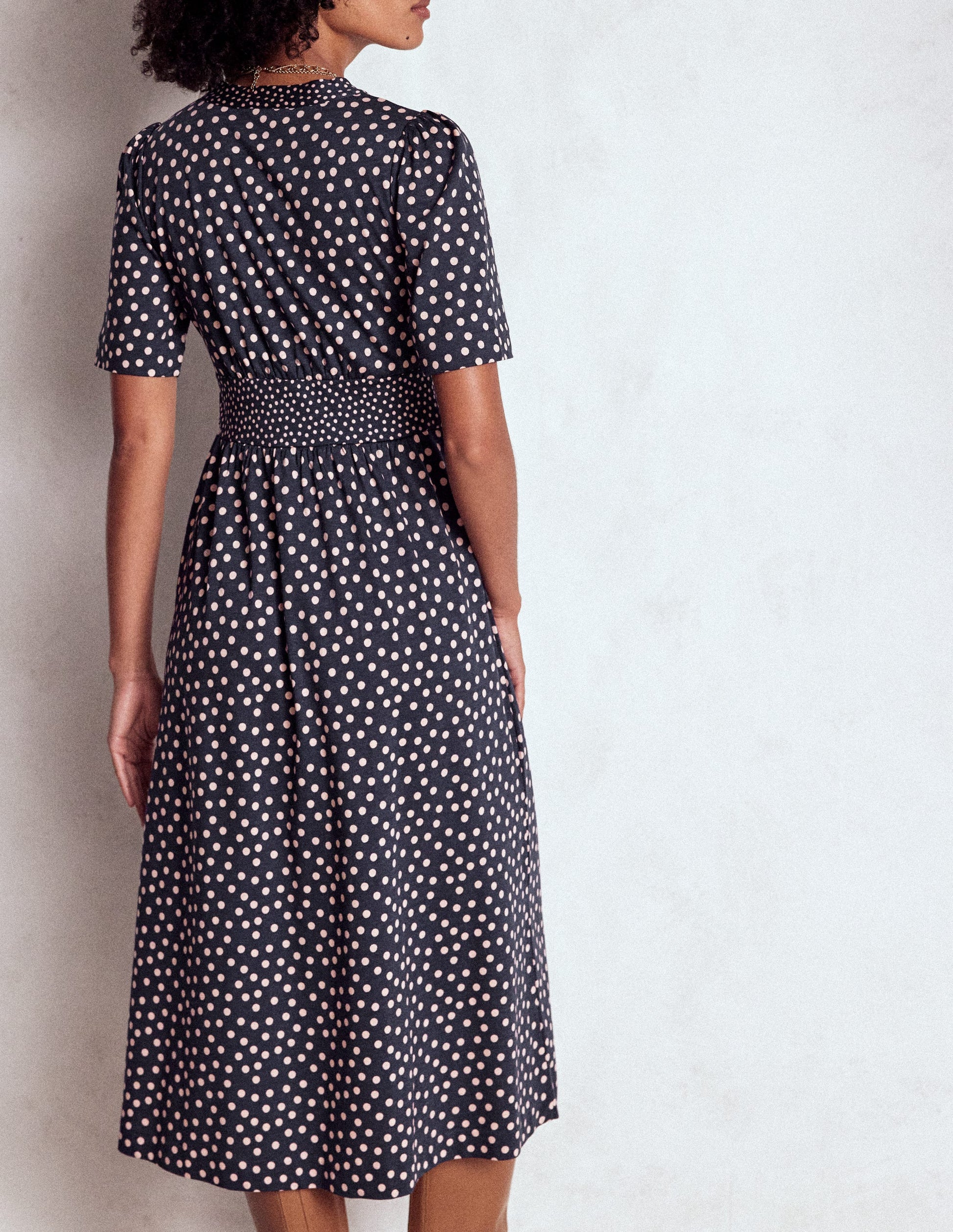 Natalia Jersey Tea Dress-French Navy, Ballet Slipper-3