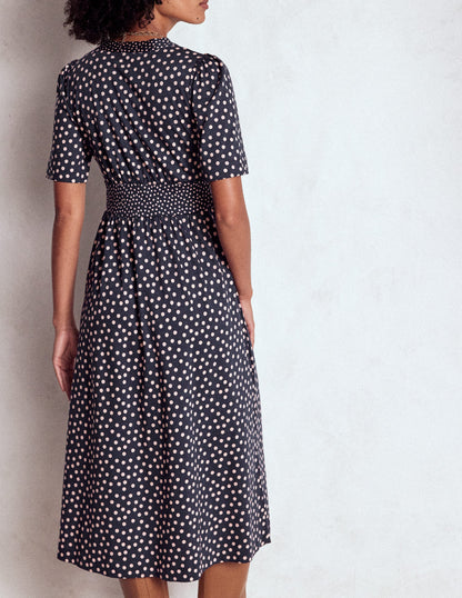 Natalia Jersey Tea Dress-French Navy, Ballet Slipper-3