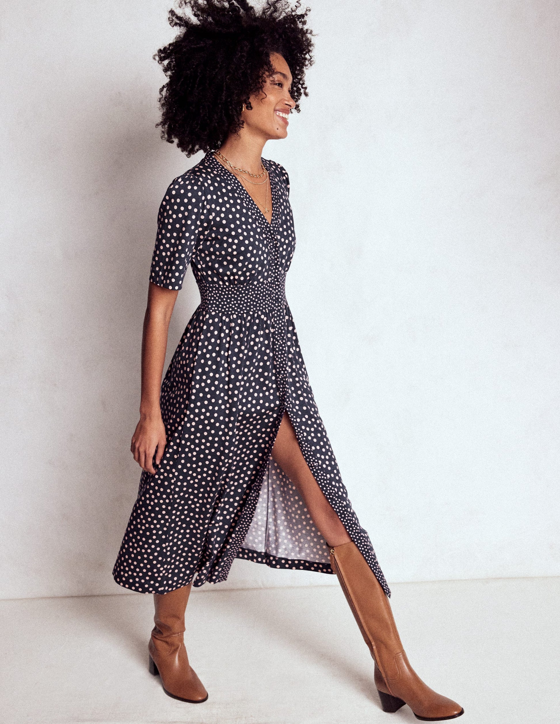Natalia Jersey Tea Dress-French Navy, Ballet Slipper-4