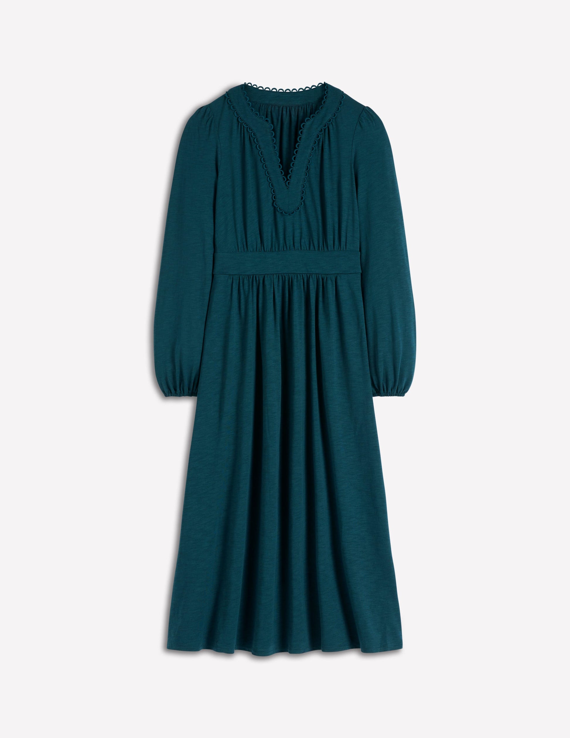 Maddie Midikleid mit Picot-Besatz-Mitternachtsblaugrün-7