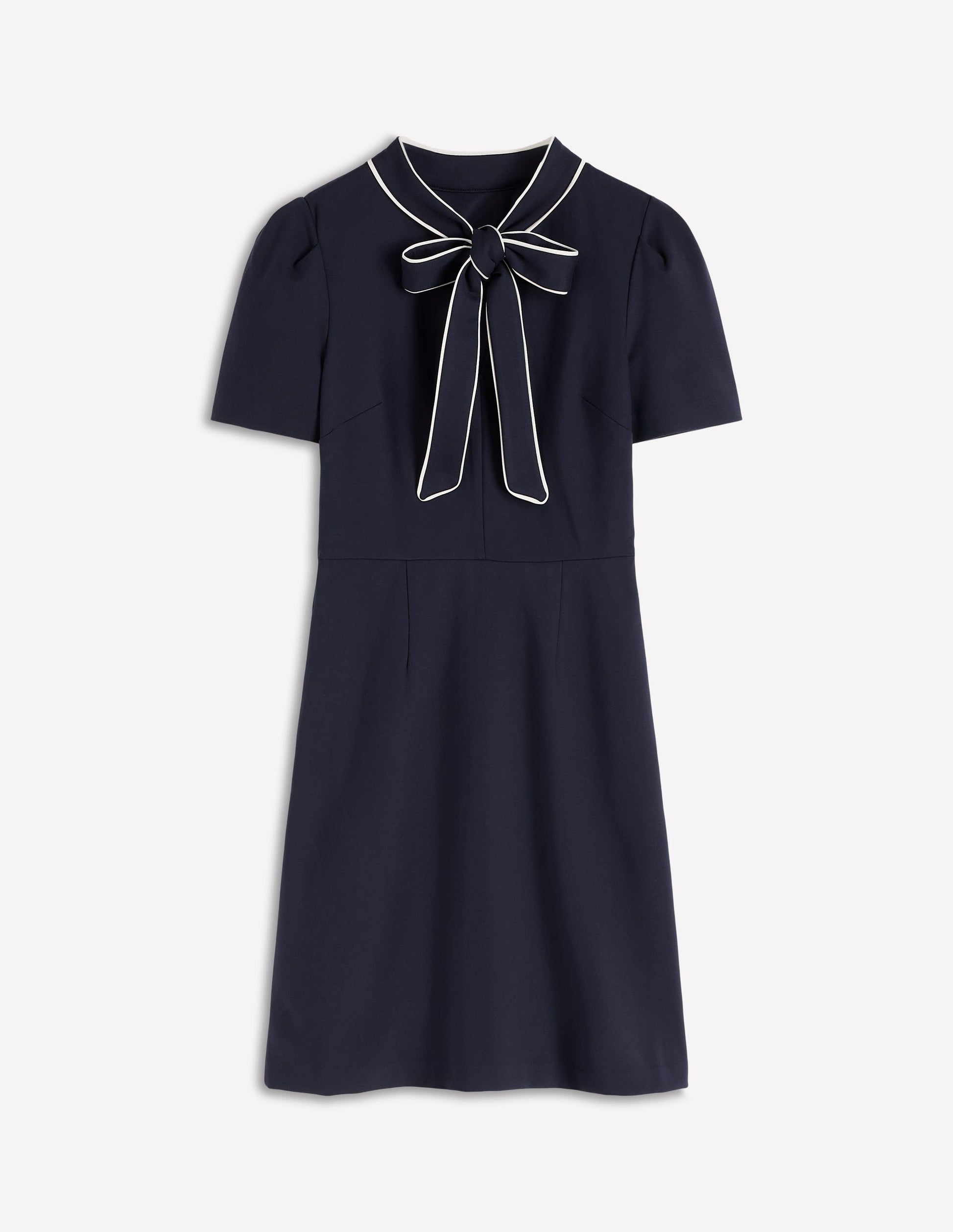 Robe courte à nœud lavallière-Bleu marine-6