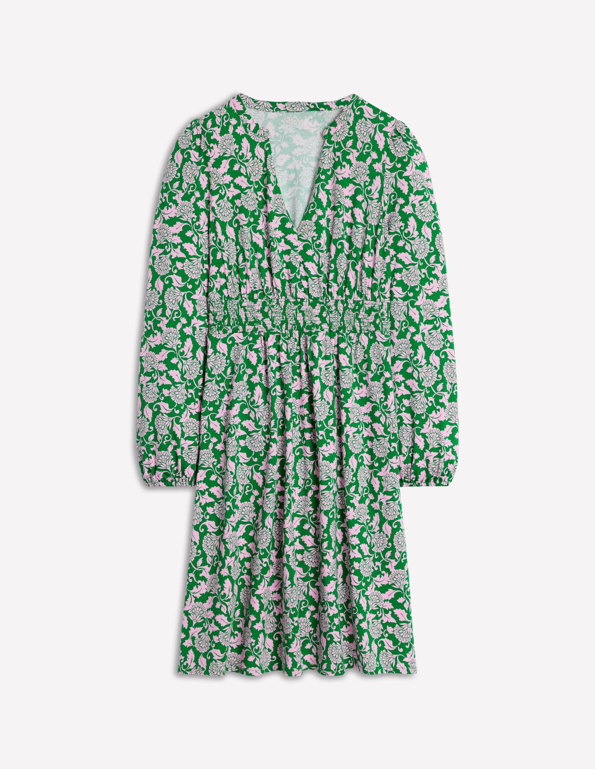 Sarah Kurzes Jerseykleid-Sattes Smaragdgrün, Rebenornament - Image 6