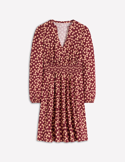 Sarah Kurzes Jerseykleid-Kastanienbraun, Herzkaskade-5